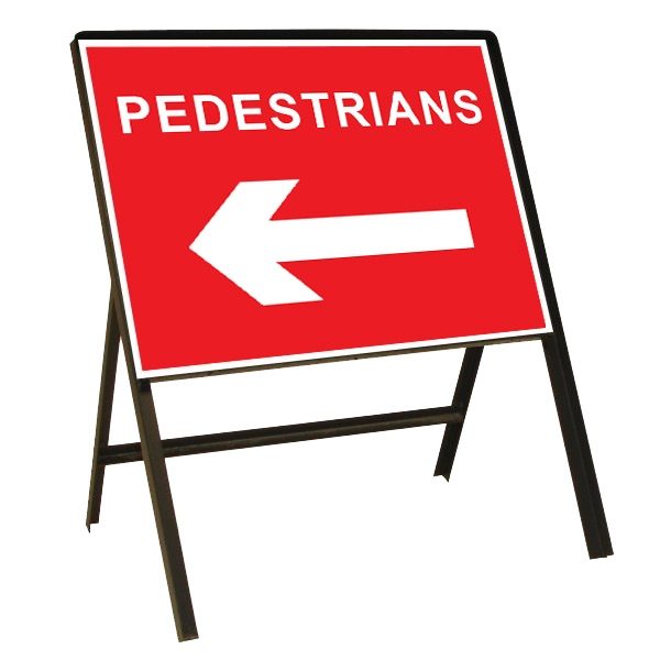Pedestrians Arrow Left Metal Sign (600mm x 450mm)