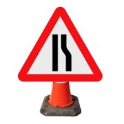 Road Narrows Right Cone Sign