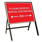 RS00640 Please Respect Social Distancing Metal Sign - 1050mm x 750mm