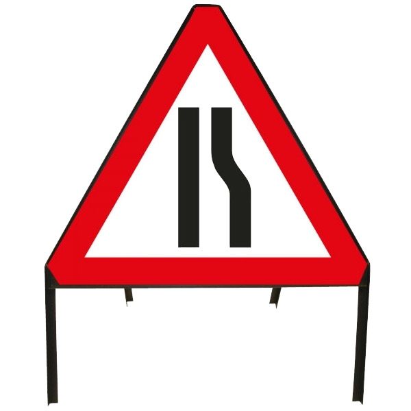 Road Narrows Right Metal Sign