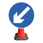 Blue Arrow Left Cone Sign