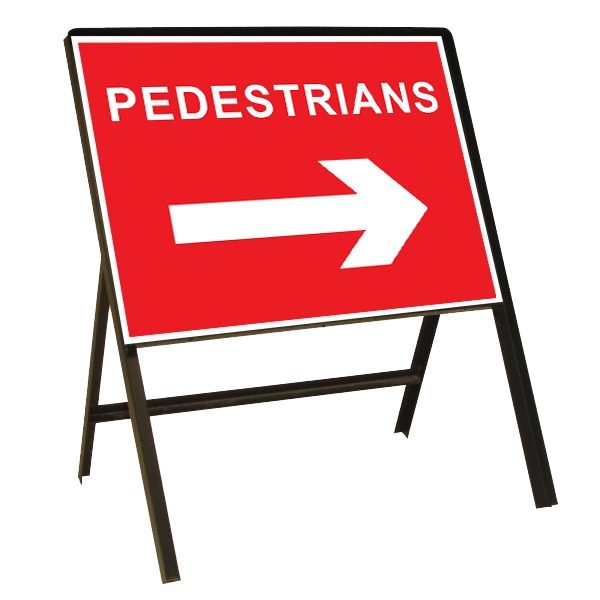 Pedestrians Arrow Right Metal Sign (600mm x 450mm)