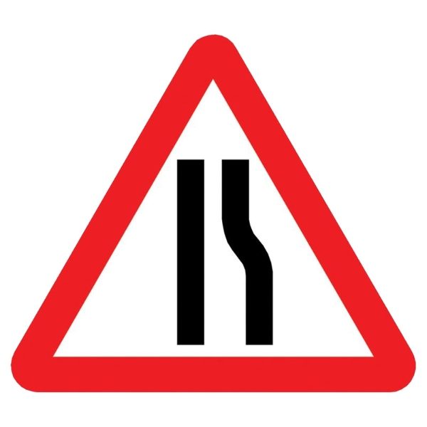 Road Narrows Right Mini Quick Fit Sign (750mm - 300mm Centres)