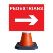 RS00036 Pedestrians Arrow Right Cone Sign - 600mm x 450mm