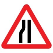 Road Narrows Left Mini Quick Fit Sign (750mm - 300mm Centres)
