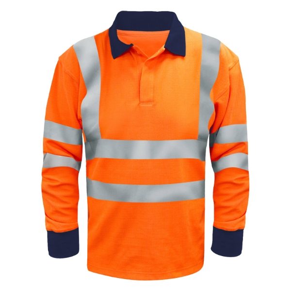 Hi Vis FR/ARC Long Sleeve Polo Shirt RIS 3279 - Orange
