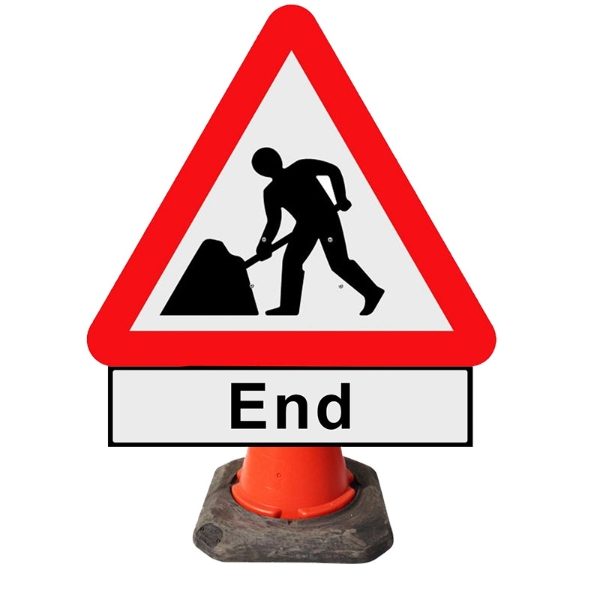 Men At Work End Cone Sign