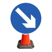 Blue Arrow Right Cone Sign